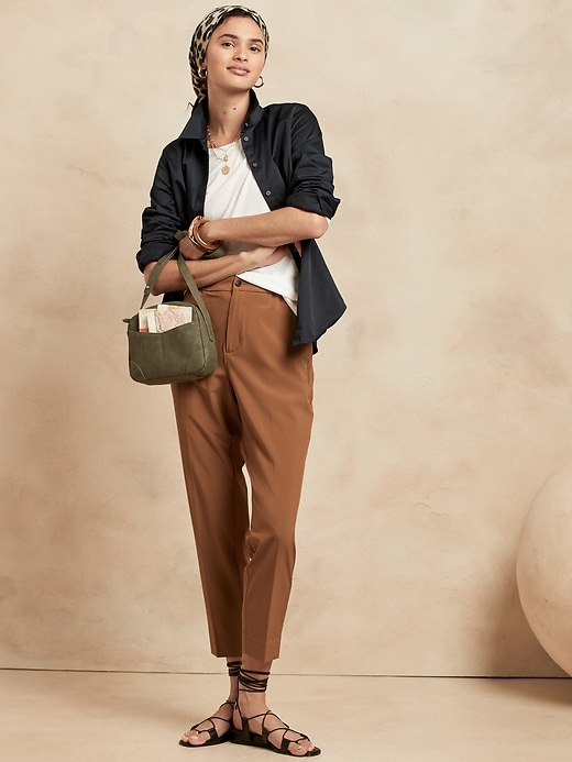 Pull On Taper Pants - Brown