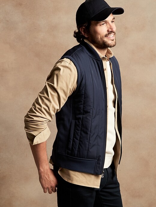 Mixed Media Quilted Vest Banana Republic Factory