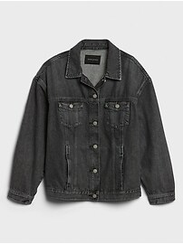 Oversized Black Wash Denim Jacket