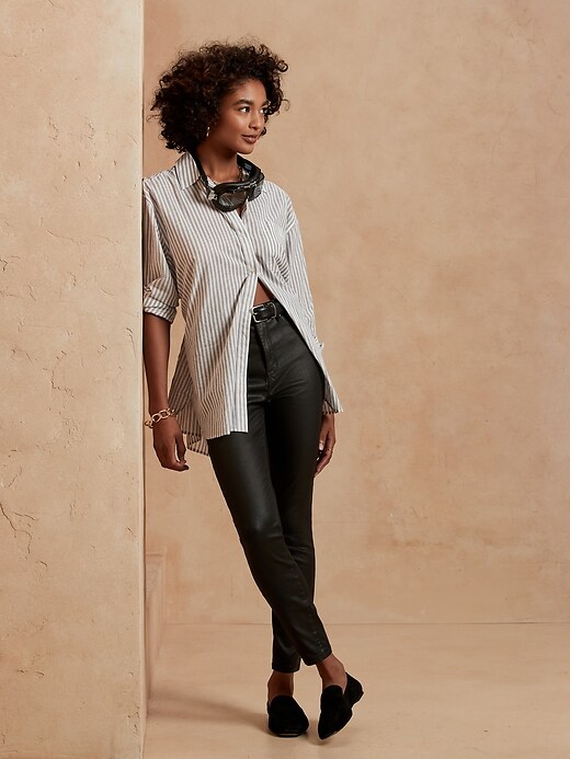 Image number 1 showing, High-Rise Coated Skinny Jean