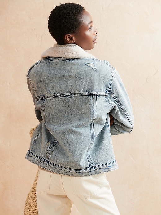 Jeans Sherpa Moto Jacket Banana Republic Reversible Vegan Suede