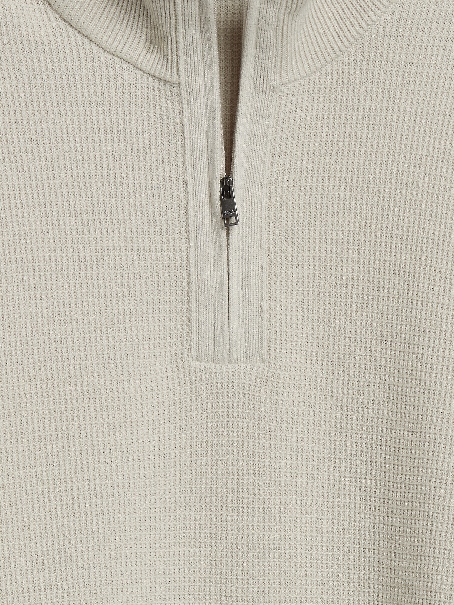 Textured Cotton Mock-Neck 1/4 Zip Sweater