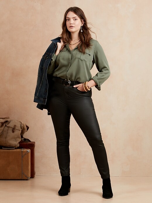 Image number 4 showing, High-Rise Coated Skinny Jean