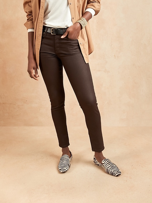 Image number 1 showing, Mid-Rise Coated Skinny Jean
