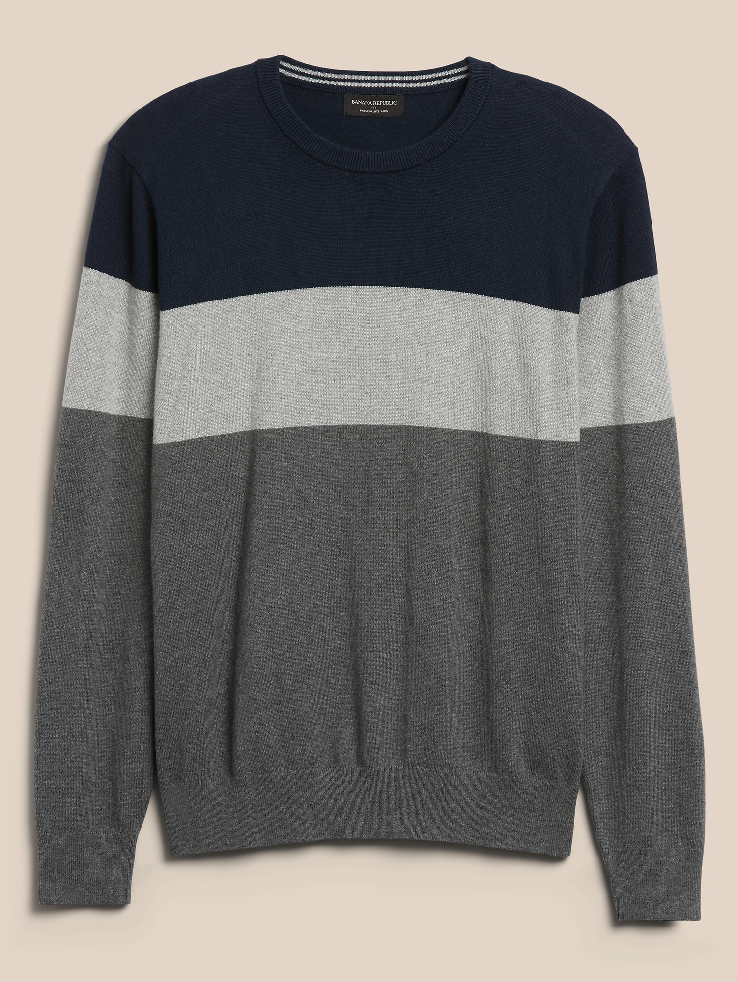 Premium Luxe Colorblock Crew-Neck Sweater | Banana Republic Factory