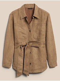 Faux Suede Belted Shirt