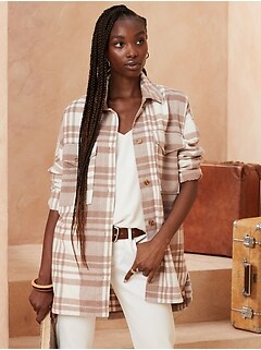 Cozy Plaid Shirt Jacket | Banana 