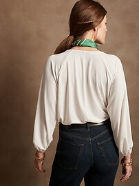 Gathered-Neck Crepe Top