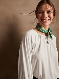 Gathered-Neck Crepe Top