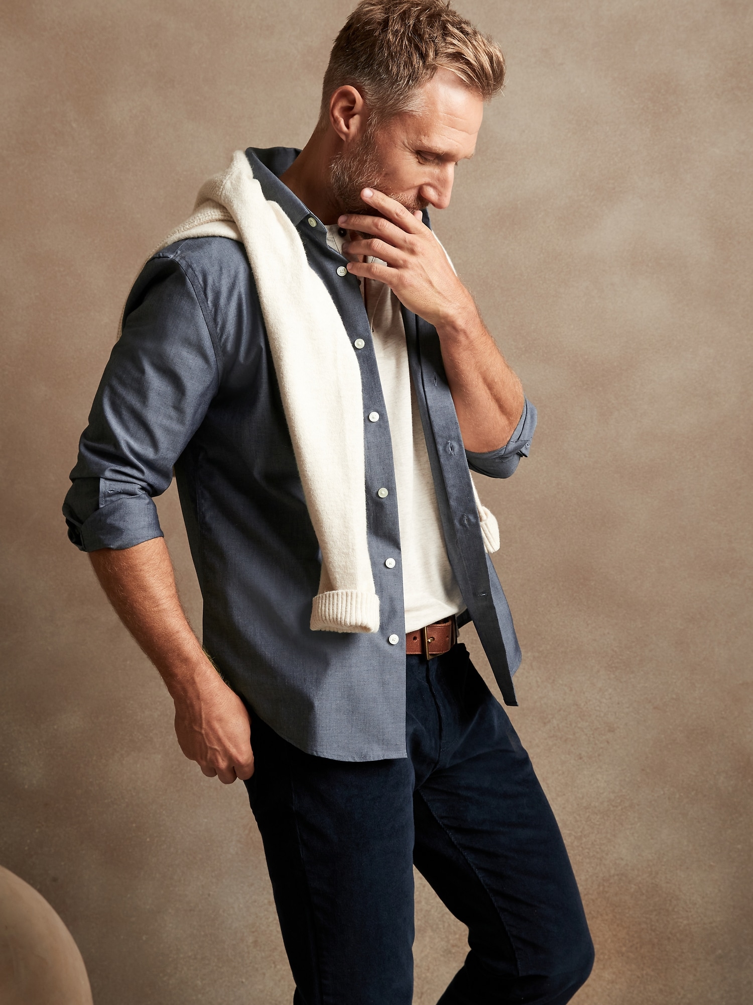 SlimFit NonIron Untucked Dress Shirt Banana Republic Factory