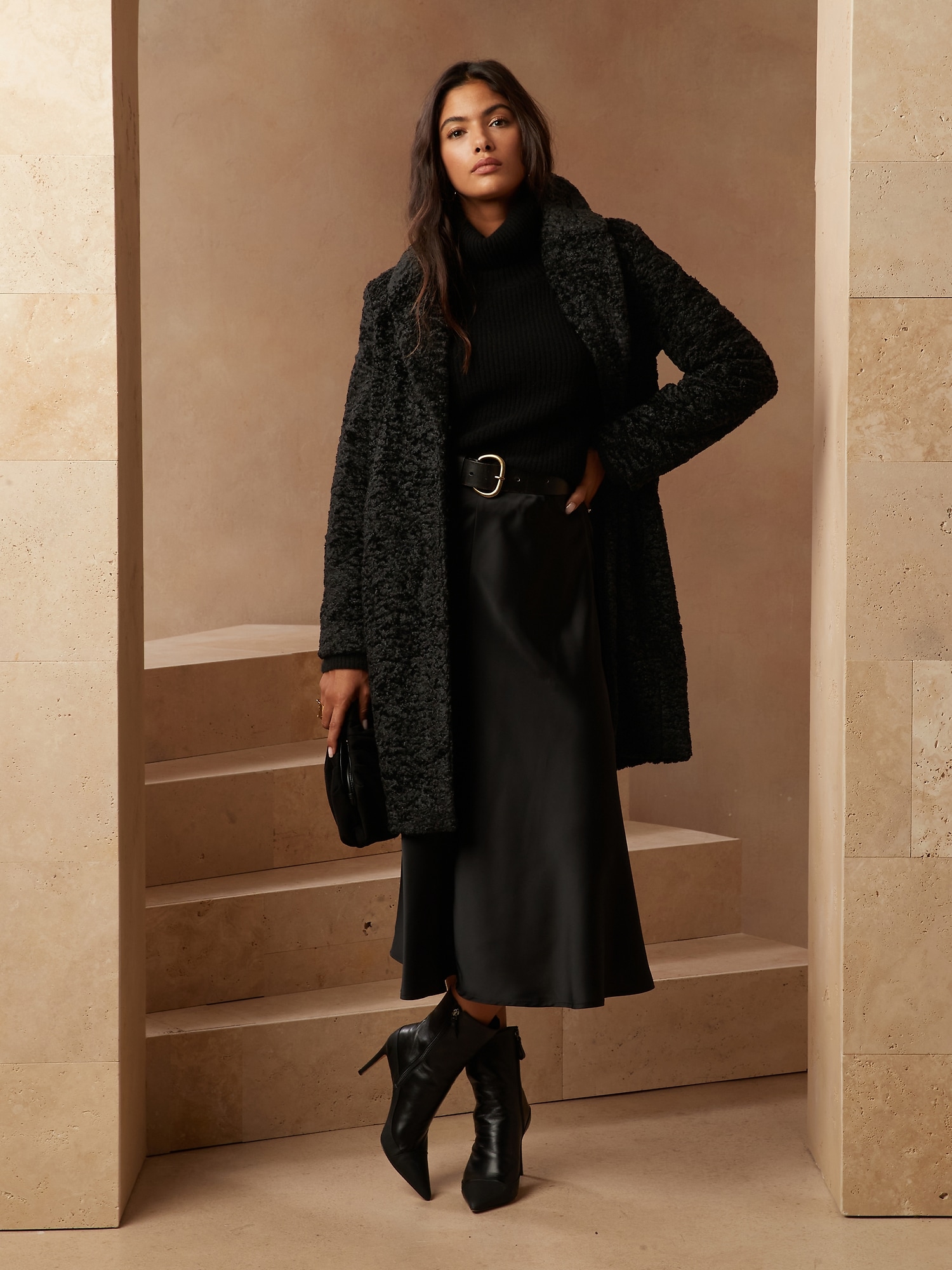 Vegan Fur Astrakhan Coat