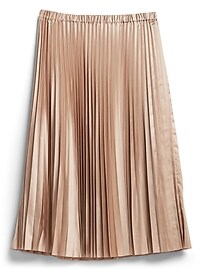 Shiny Pleated Midi Skirt