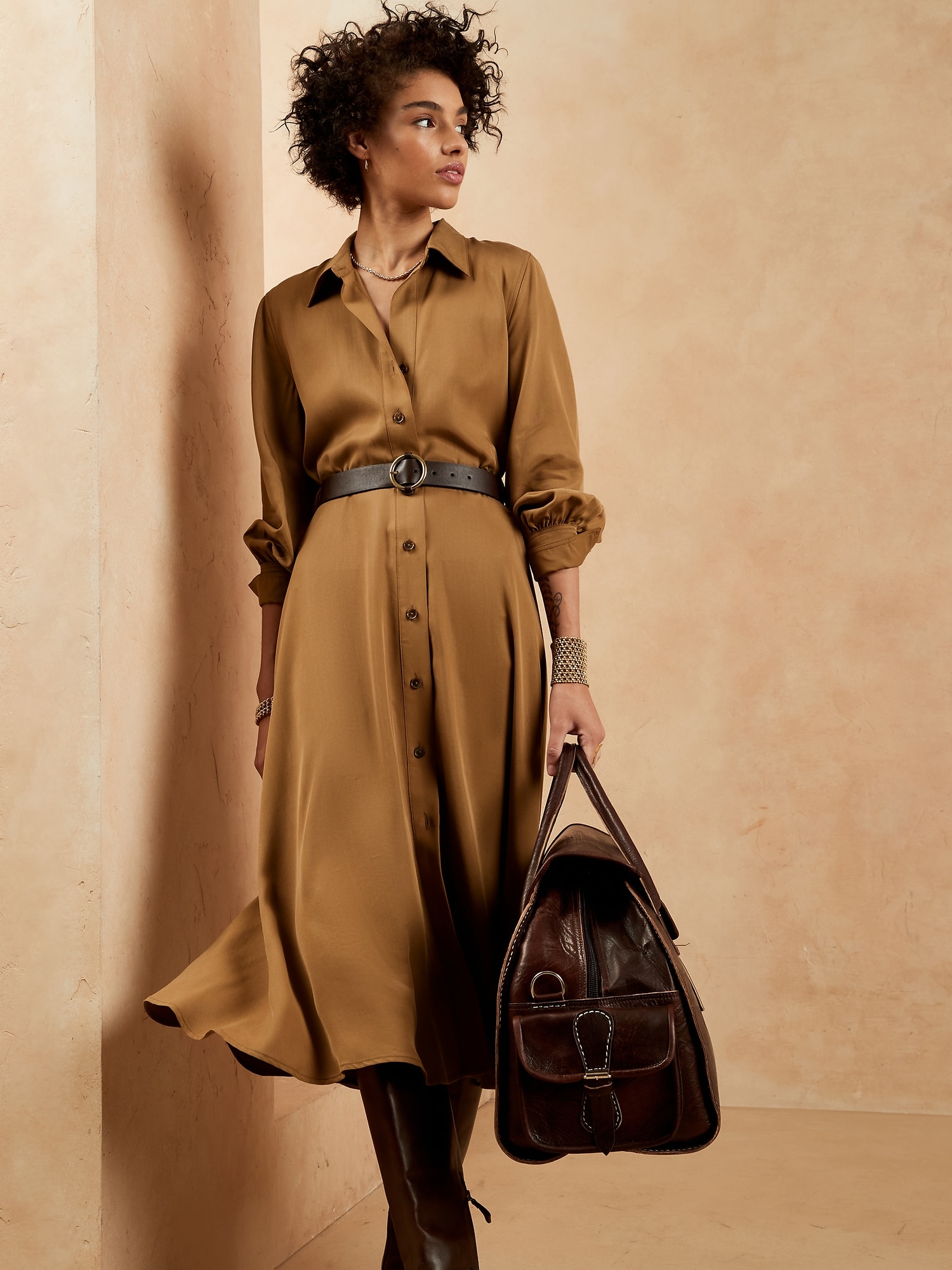 Petite Belted TENCEL™ Shirtdress | Banana Republic Factory