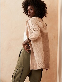 Hooded Open-Front Cardigan | Banana 