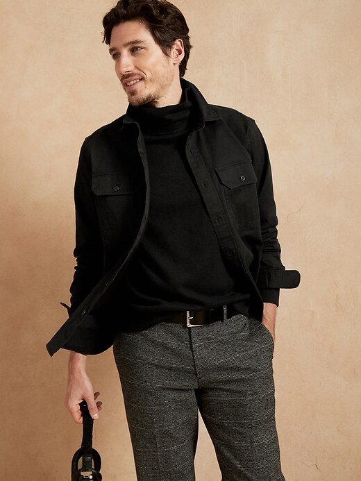 Brushed Waffle Turtleneck Sweatshirt | Banana Republic Factory