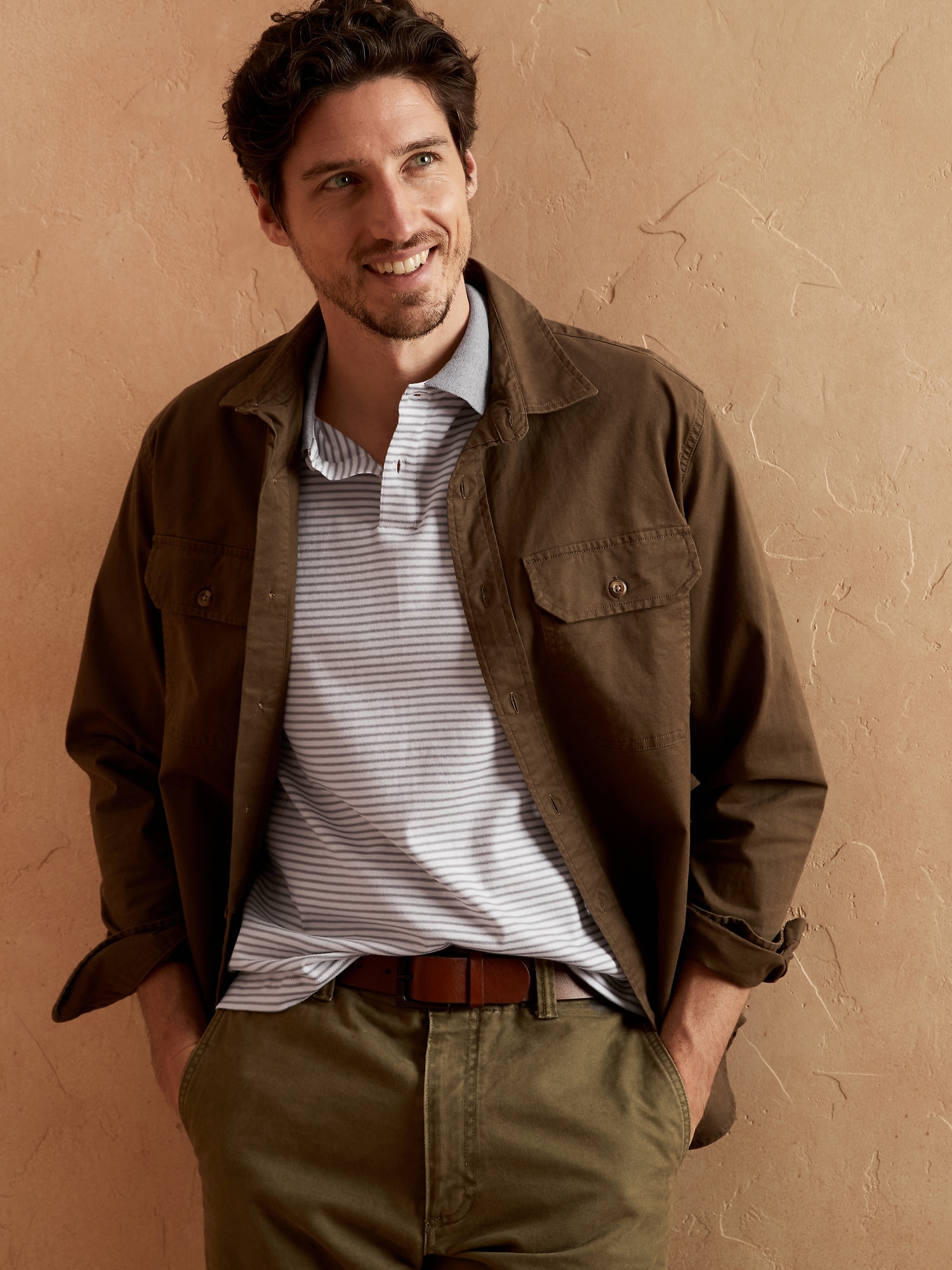 Luxe Touch Performance Striped Golf Polo | Banana Republic Factory