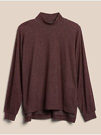 Petite Brushed Marled Mock-Neck Sweatshirt