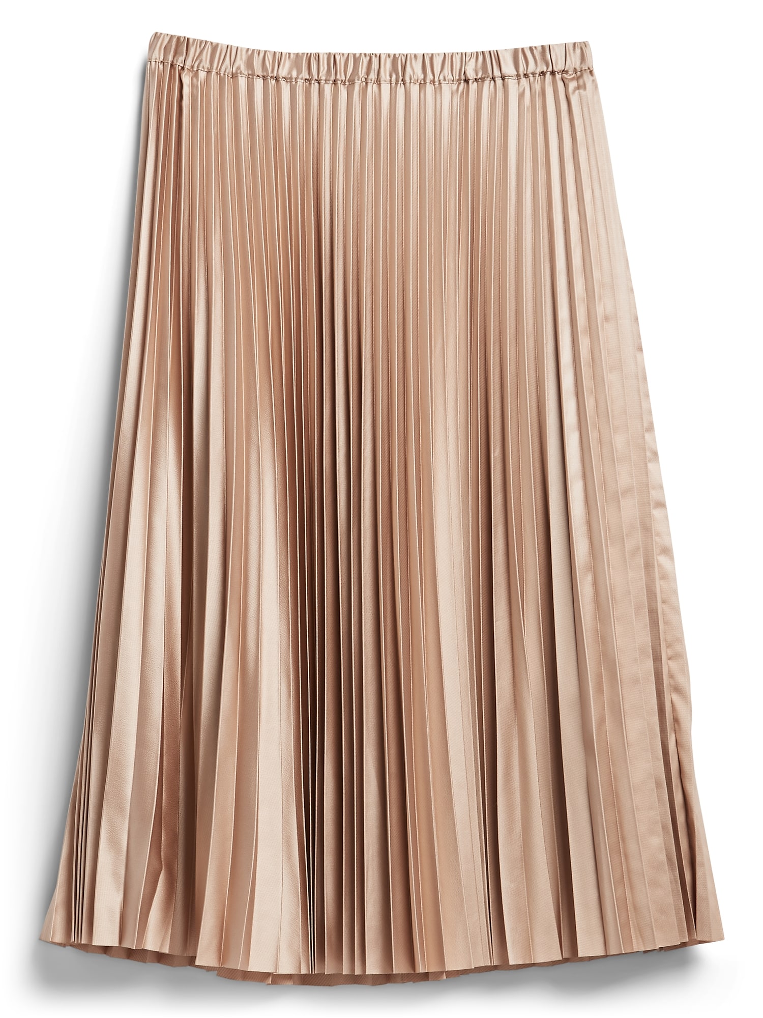 Petite Shiny Pleated Midi Skirt