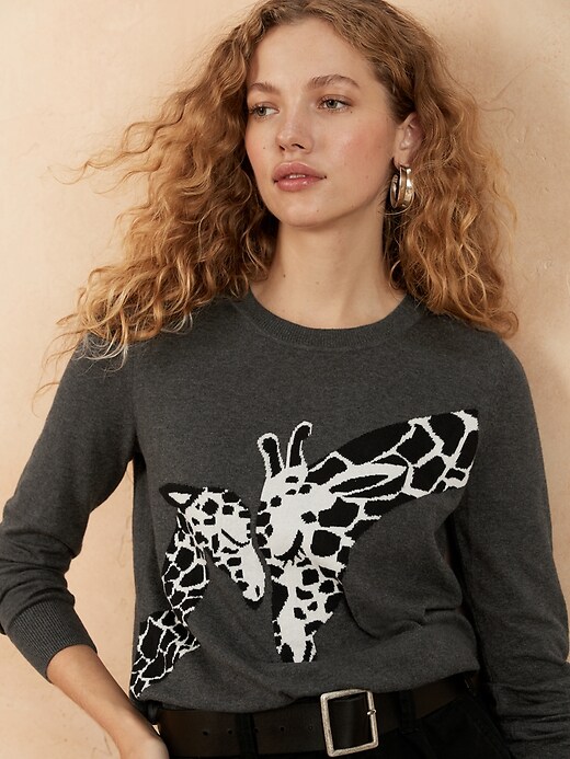 Petite Giraffe Print Sweater