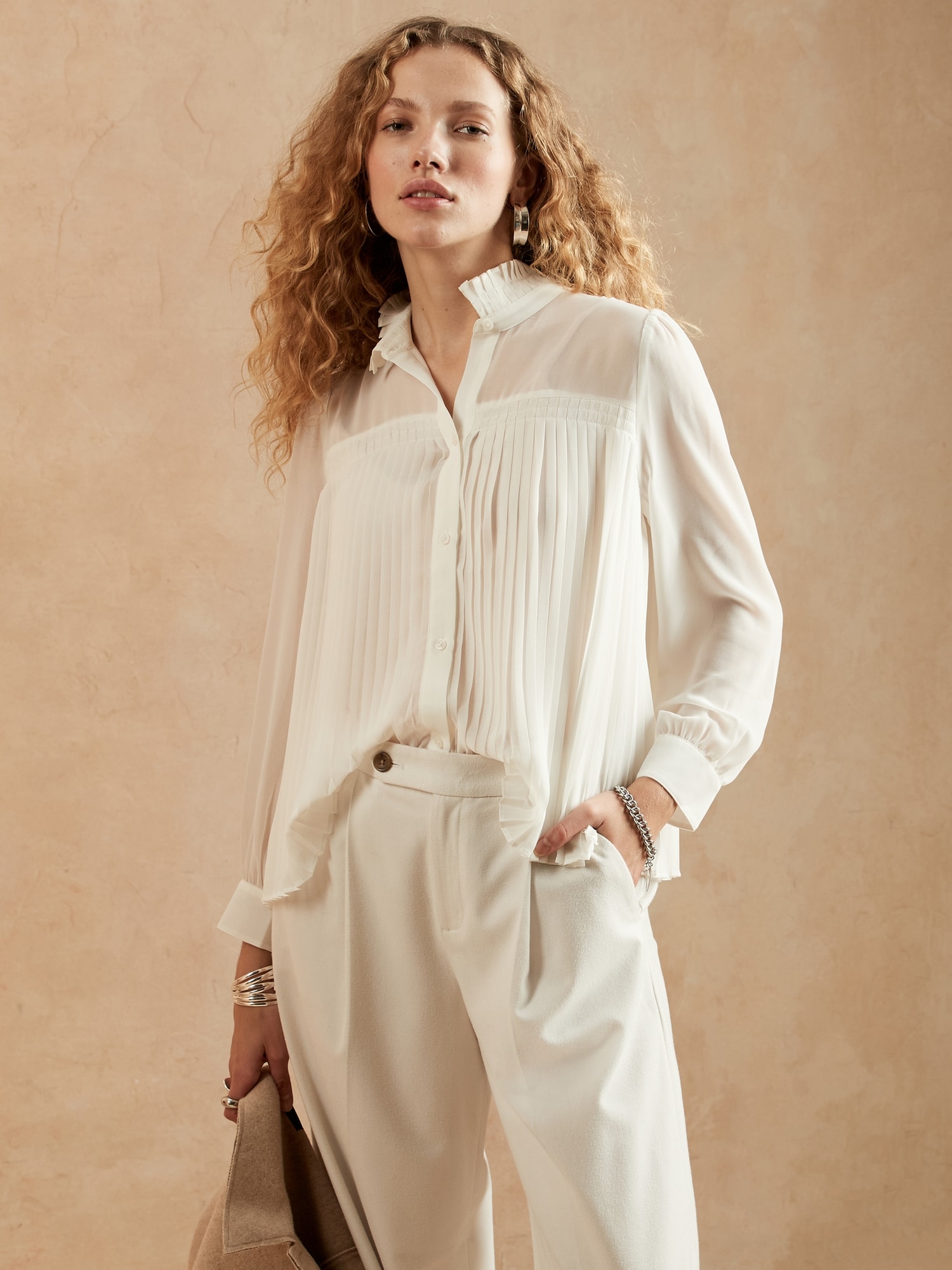 Silk Pleated Blouse