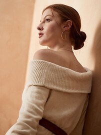 Petite Ribbed Off-the-Shoulder Sweater Dress
