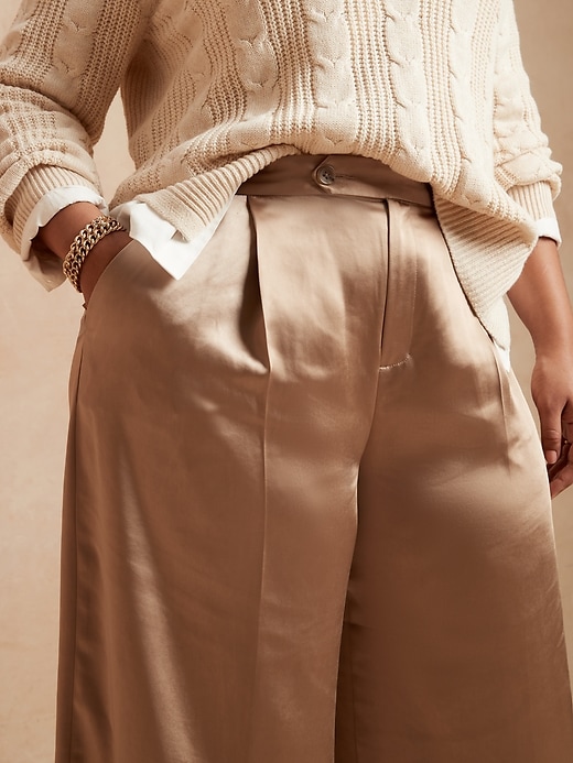 Image number 6 showing, High-Rise Shine Button-Tab Wide-Leg Pant