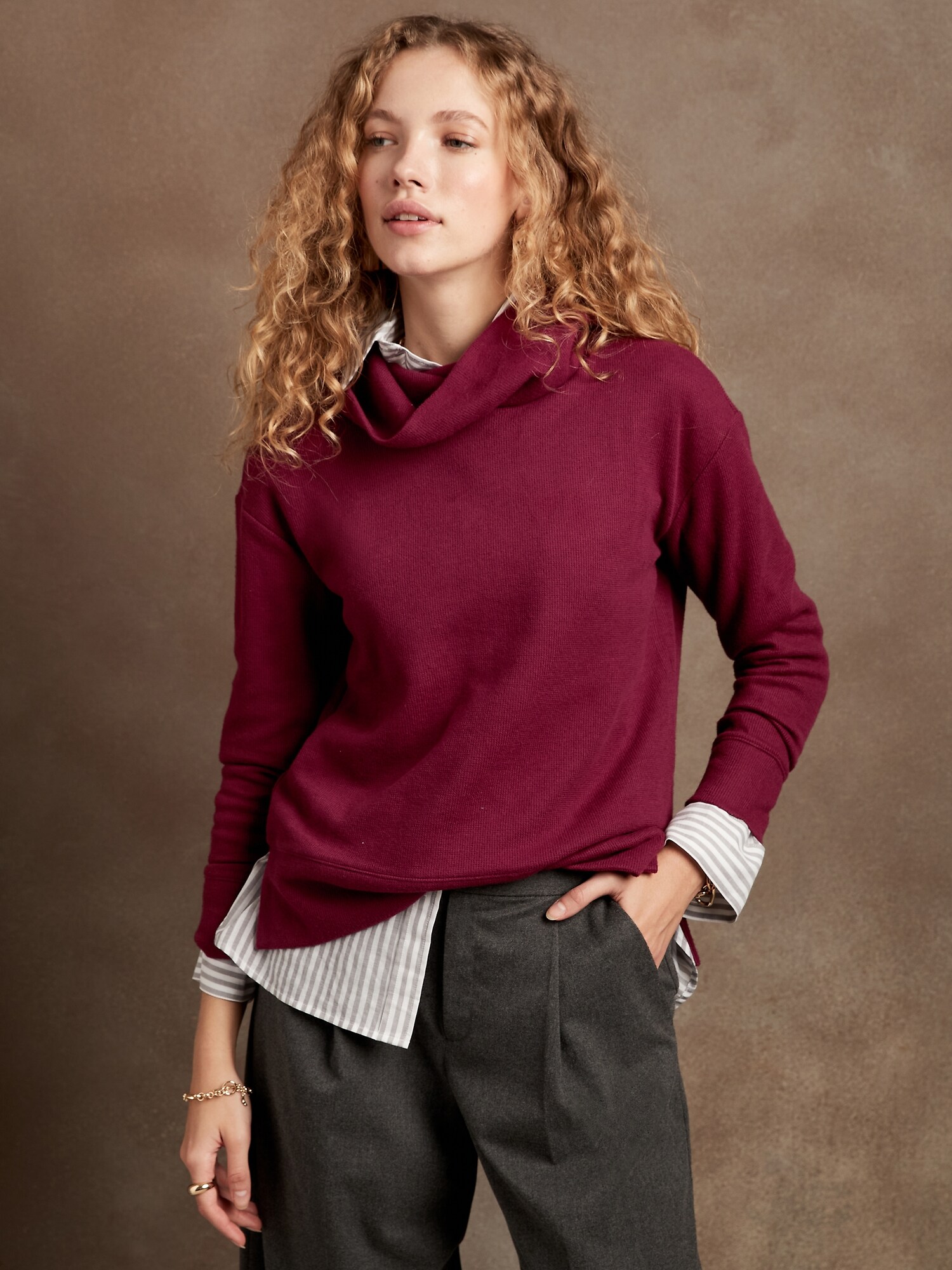 Cozy CowlNeck Sweatshirt Banana Republic Factory