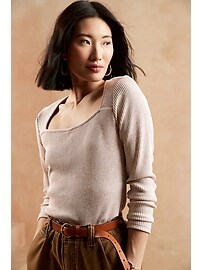 Square-Neck Ribbed Top