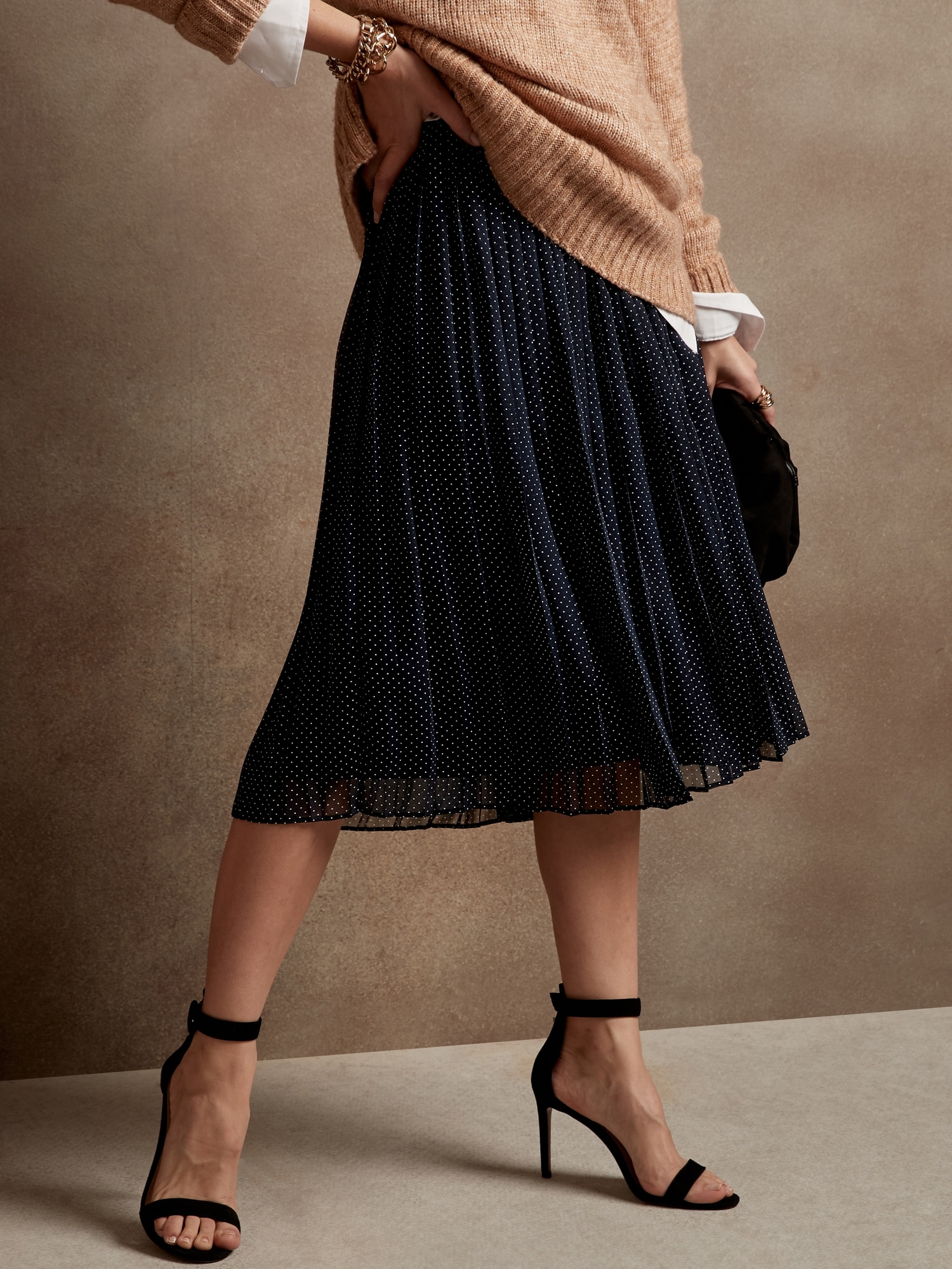 Pleated Chiffon Midi Skirt