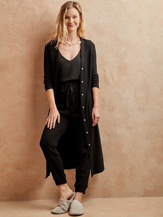 Waffle Knit Long Cardigan Banana Republic Factory
