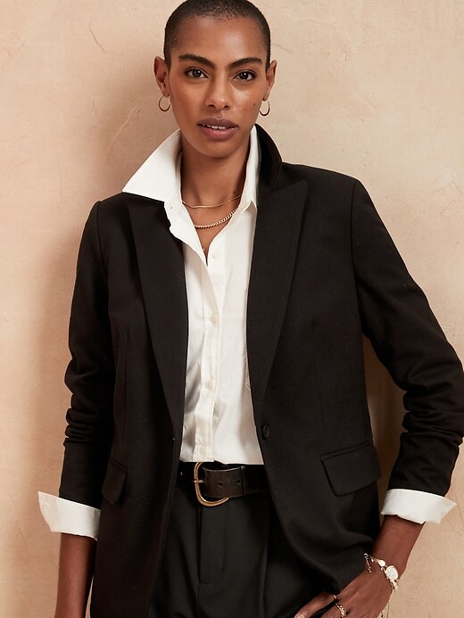 Petite Long and Lean Brushed Twill Blazer