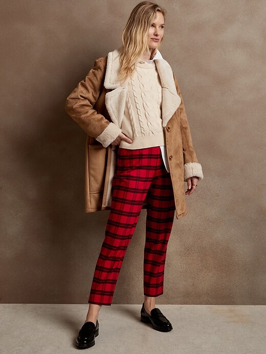 Petite High-Rise Comfort Stretch Brushed Plaid Hayden
