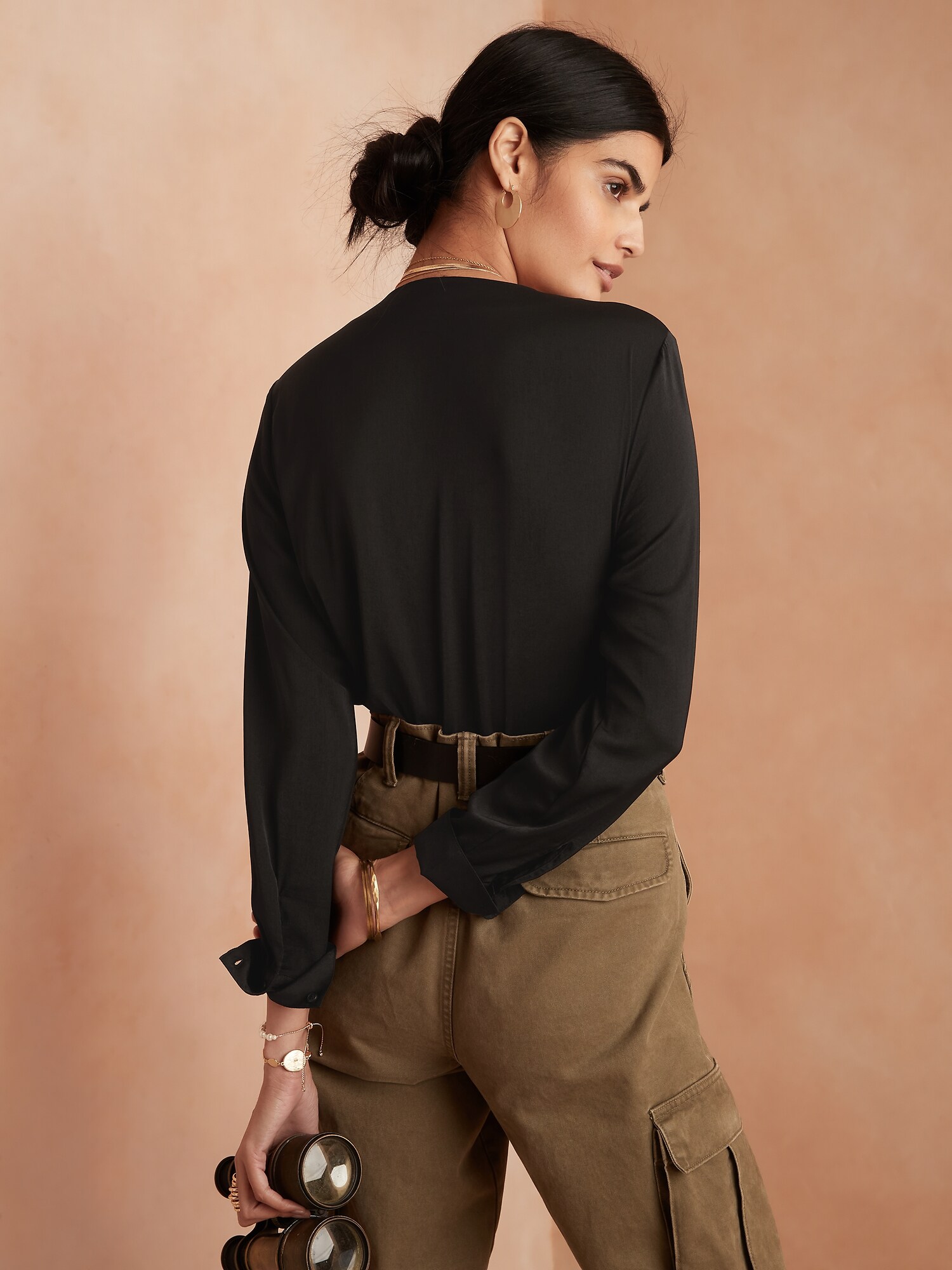 Drapey V-Neck Blouse | Banana Republic Factory