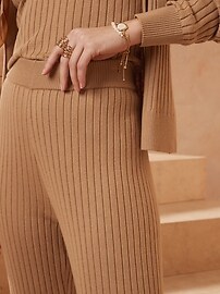 Petite Cozy Ribbed Sweater Wide-Leg Pant