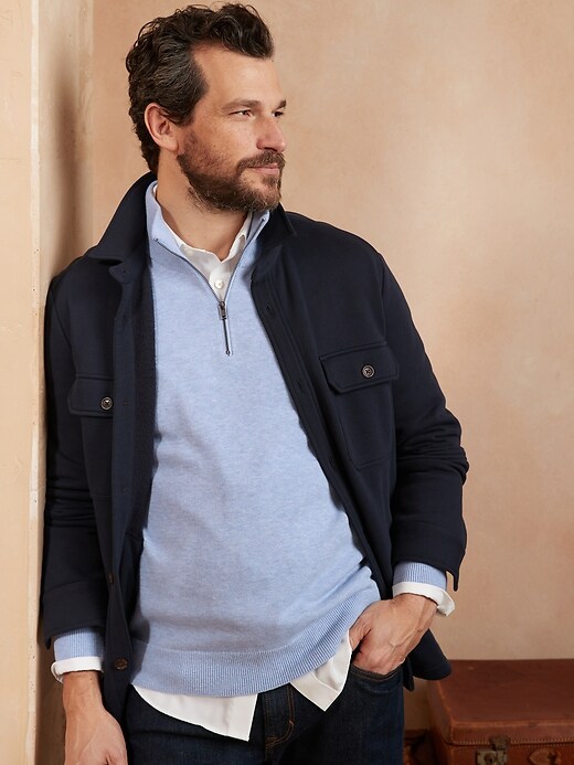 Jersey 1/4 Zip Sweater Banana Republic Factory