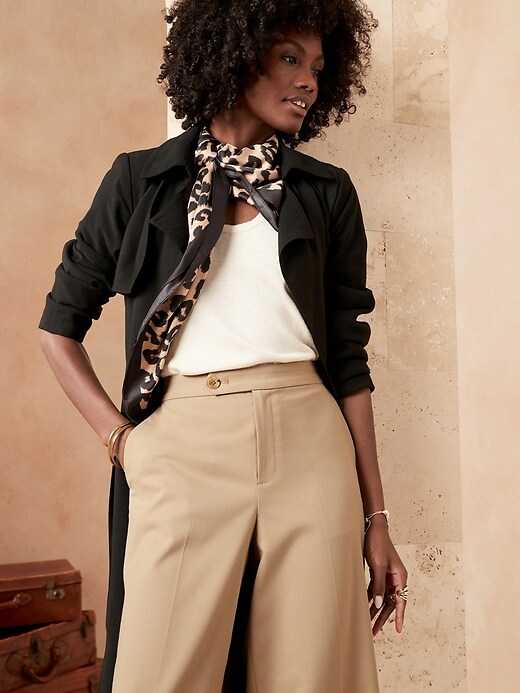 Image number 3 showing, High-Rise Button Tab Wide-Leg Pant