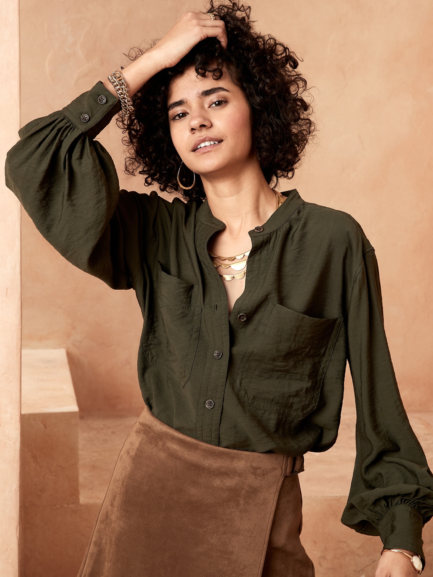 Volume-Sleeve Utility Shirt