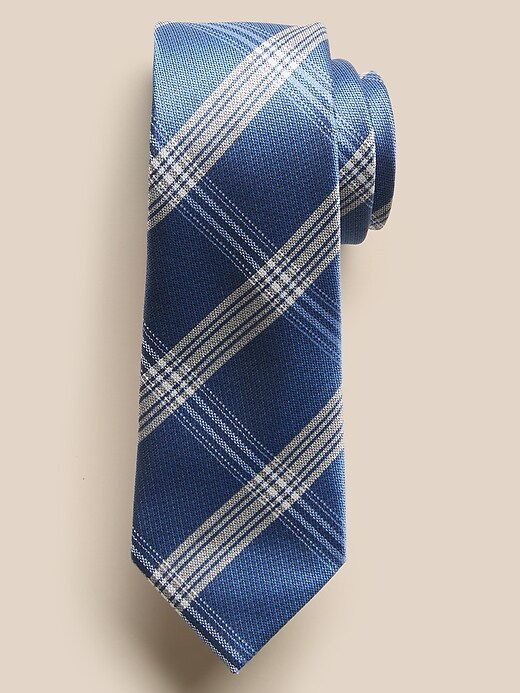 Large Plaid Blue Tie