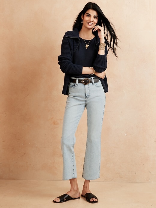Image number 1 showing, High-Rise Cropped Bootcut Jean