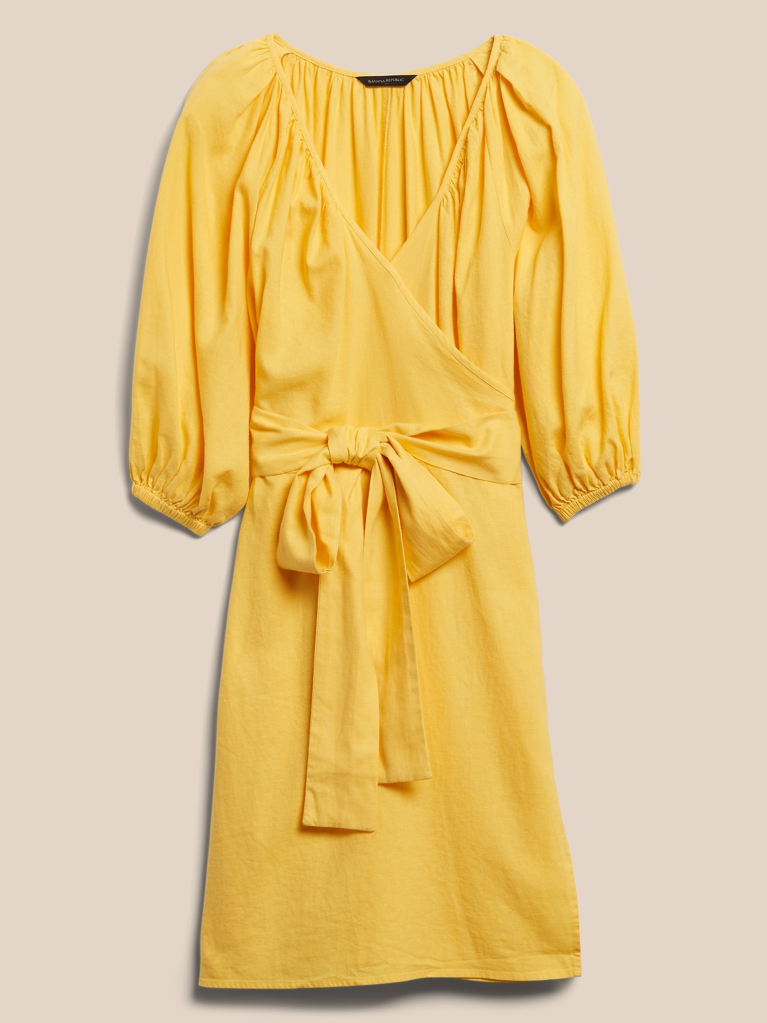 Linen-Blend Wrap Dress | Banana ...