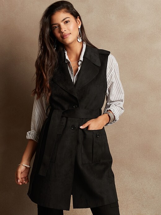 Image number 1 showing, Exaggerated Collar Faux Suede Vest