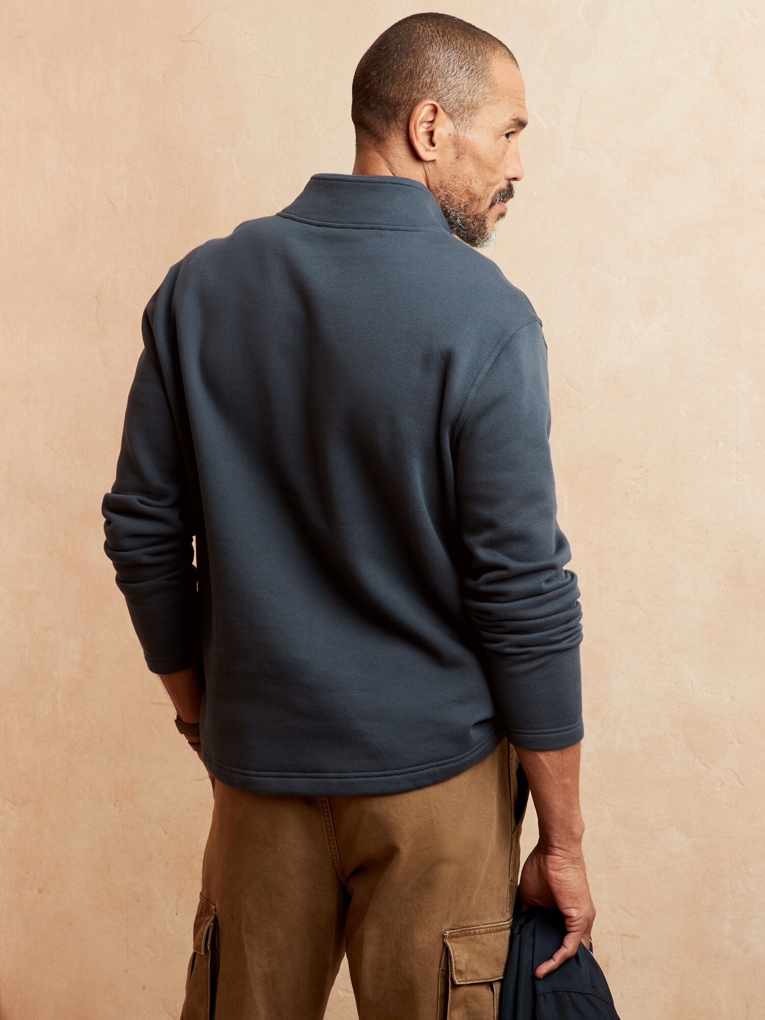 Fleece Button Mock Sweatshirt Banana Republic Factory