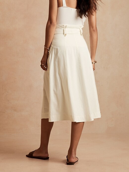 Oversize Pocket Linen Blend Midi Skirt