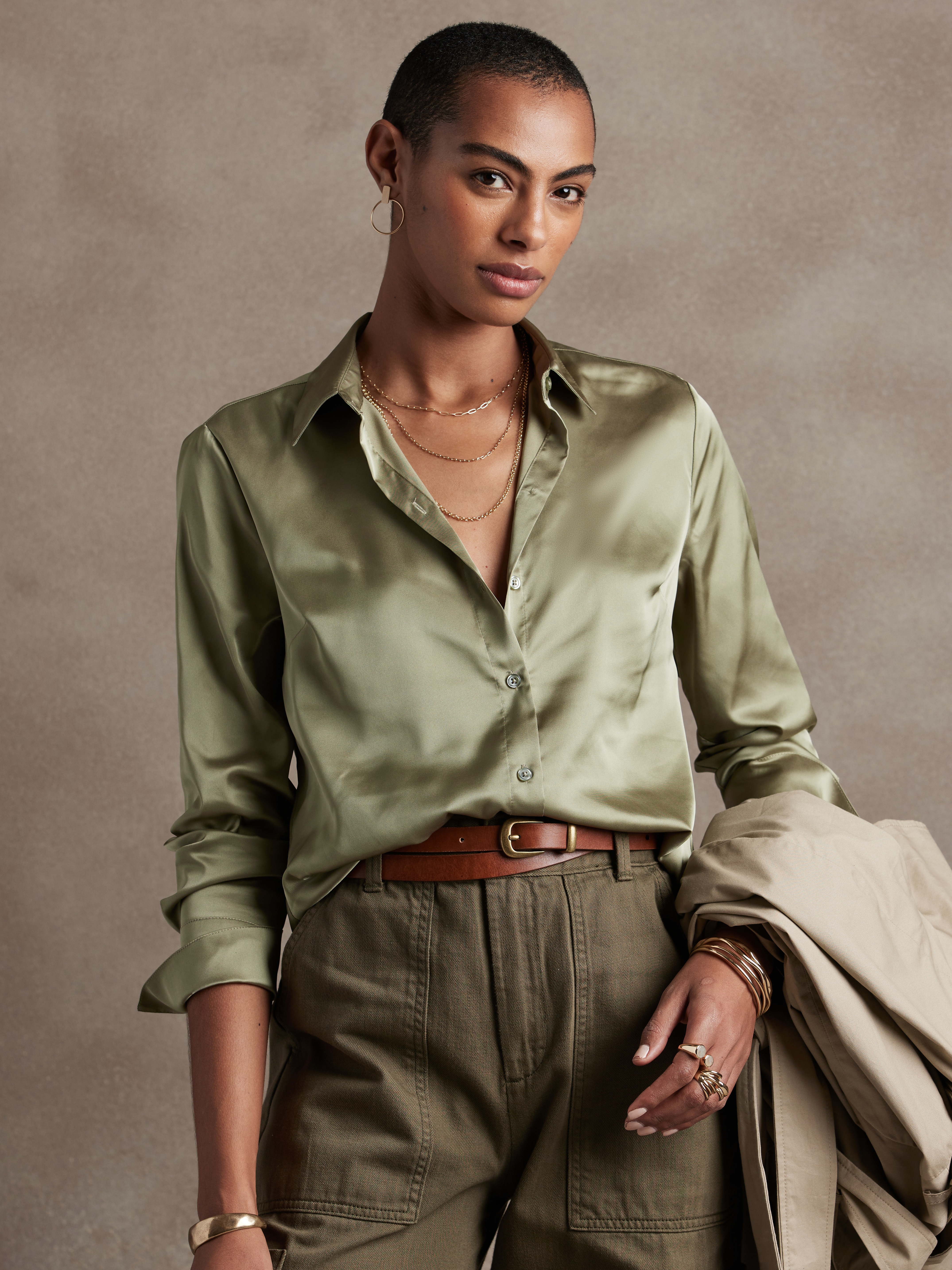 Satin Classic Shirt | Banana Republic 
