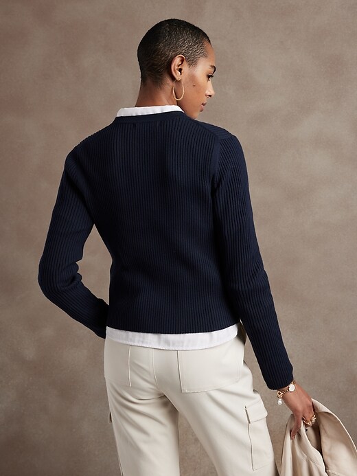 Image number 2 showing, Ribbed Fitted Cardigan