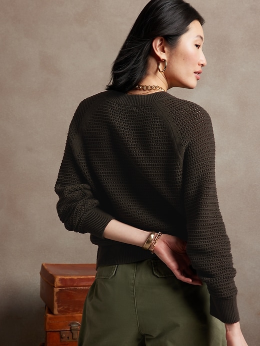 Image number 2 showing, Open-Stitch Raglan Sweater