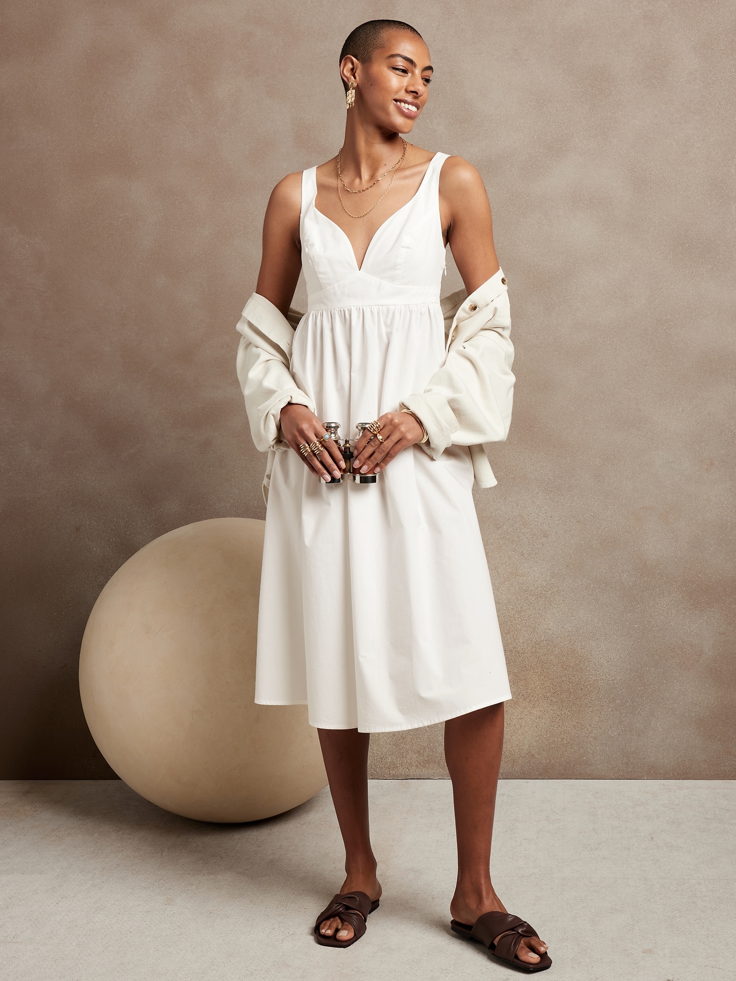 Poplin Midi Dress | Banana Republic Factory