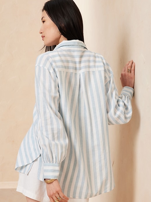 Linen-Blend Oversized Shirt