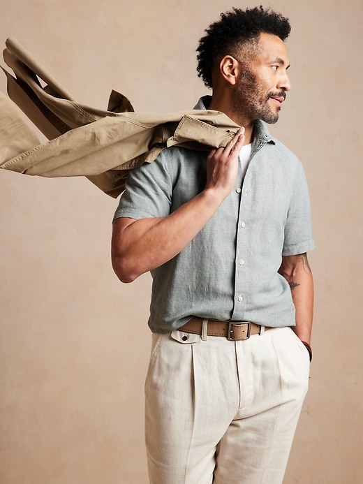 Image number 1 showing, Slim Linen-Blend Shirt