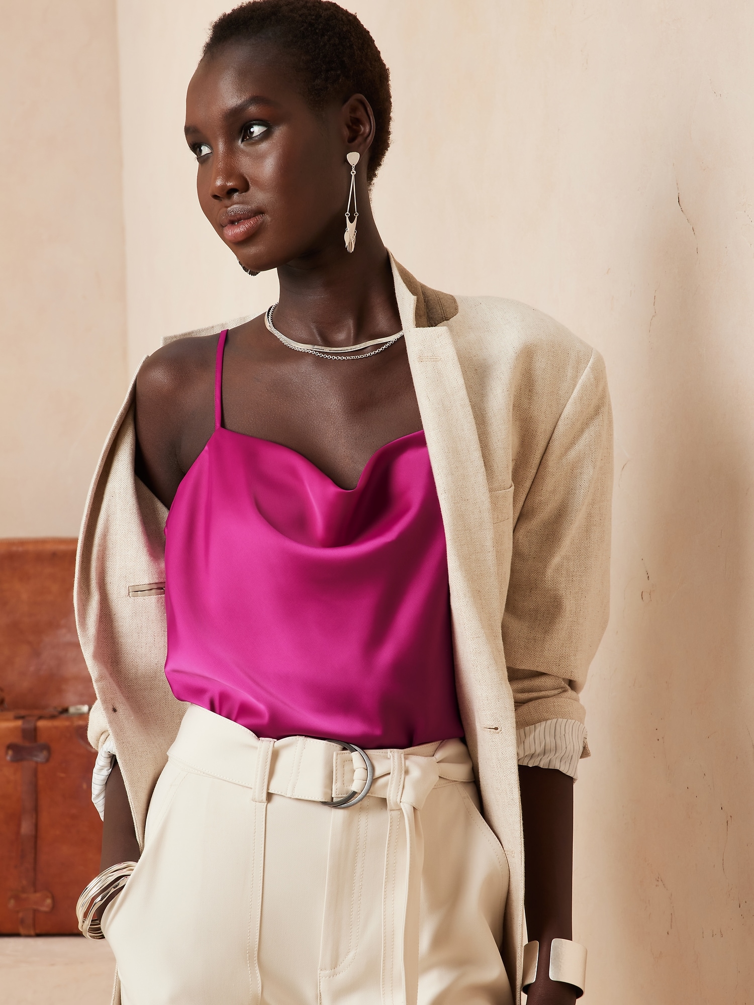 Silky Cowl-Neck Camisole | Banana 